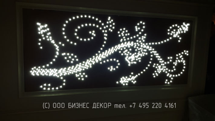БИЗНЕС ДЕКОР. Панели с точечными светодиодами для кафе ШОКОЛАДНИЦА (Москва, ТЦ Метрополис)